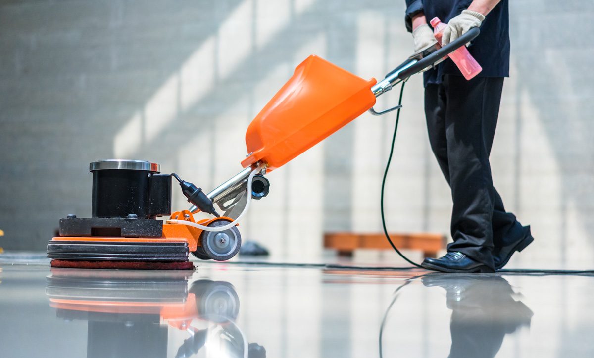 Waxing and stripping office floor